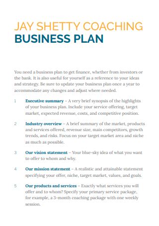 career coaching business plan sample.